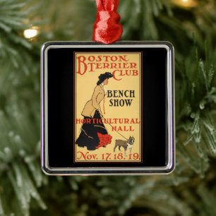 Vintage Poster Boston Terrier Club Bench Show Metal Ornament