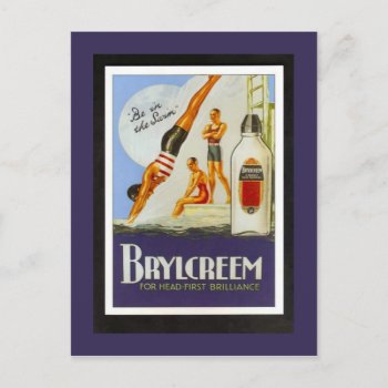 Vintage Poster  Brylcreem  By The Pool Postcard by windsorarts at Zazzle