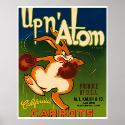 Vintage Poster California Carrots Food Ad Print