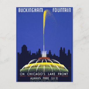 Vintage Poster, Chicago’s Buckingham Fountain, DIY Postcard