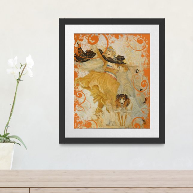 Vintage Poster Collie Dog and Fashion Diva (Entryway)