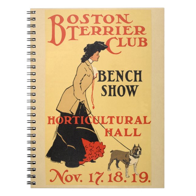 Vintage Poster Design - Boston Terrier Bench Club Notebook (Front)