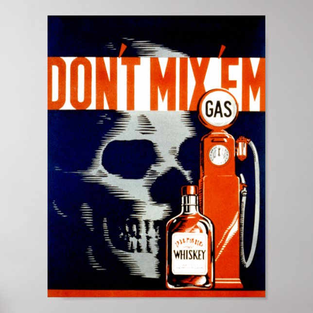 Vintage Poster - Don't Mix 'Em - skull - CANVAS (Front)