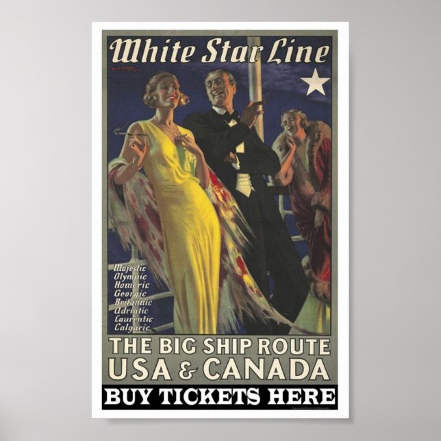 Vintage Poster for the White Star Line (Front)