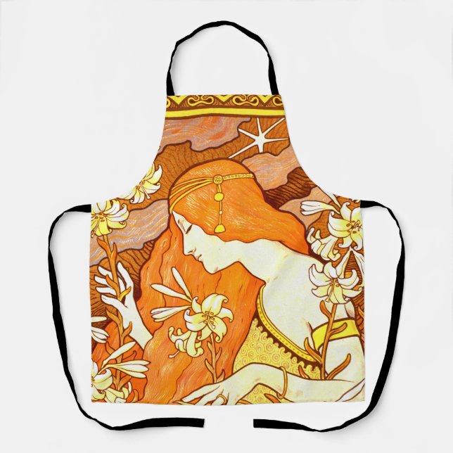 Vintage Poster French Magazine Art Nouveau Woman Apron (Front)