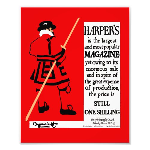 Vintage Poster Harpers Magazine Beefeater