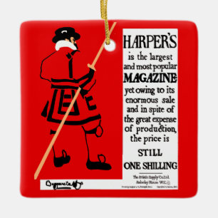 Vintage Poster Harper's Magazine Beefeater Ceramic Ornament
