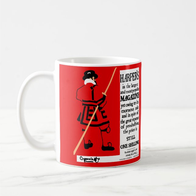 Vintage Poster Harper's Magazine Beefeater Coffee Mug (Left)