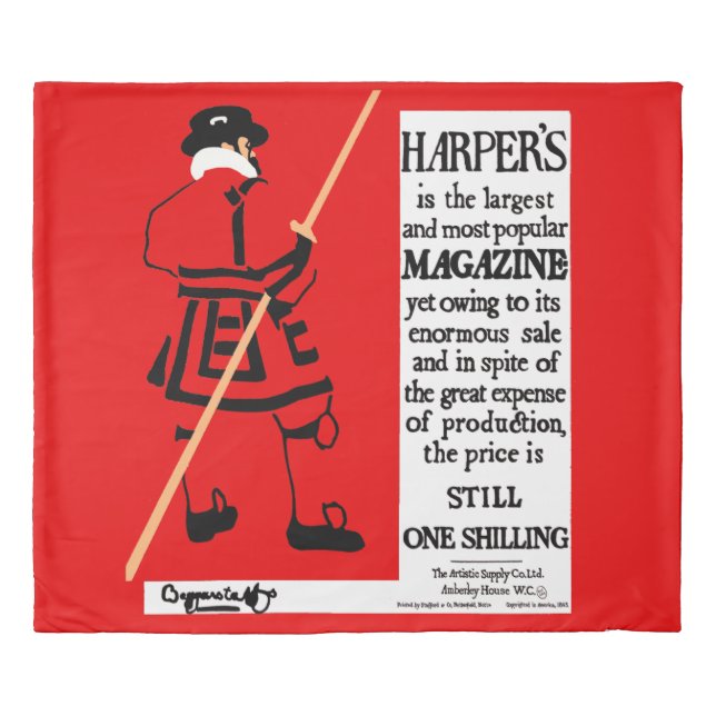 Vintage Poster Harper's Magazine Beefeater Duvet Cover (Front)