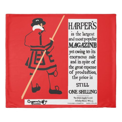 Vintage Poster Harpers Magazine Beefeater Duvet Cover