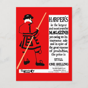 Vintage Poster Harper's Magazine Beefeater Postcard