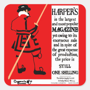 Vintage Poster Harper's Magazine Beefeater Square Sticker