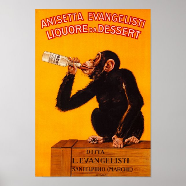 Vintage Poster=Italian Liquor Monkey Poster (Front)