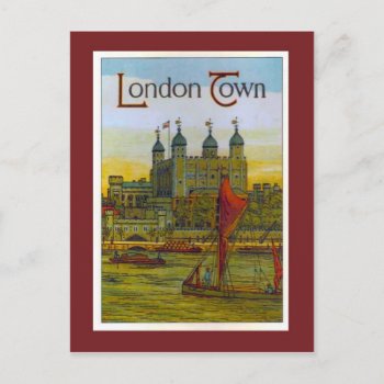 Vintage Poster  London Town  Thames Barge Postcard by windsorarts at Zazzle