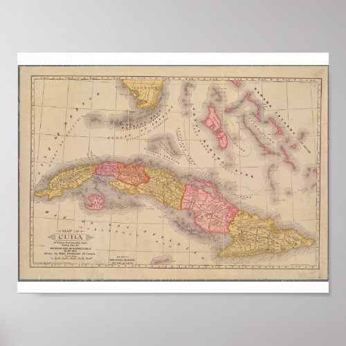 Vintage Poster Map of Cuba