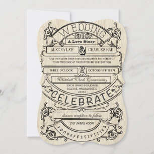 Vintage Poster Modern Typography Wedding Invitation
