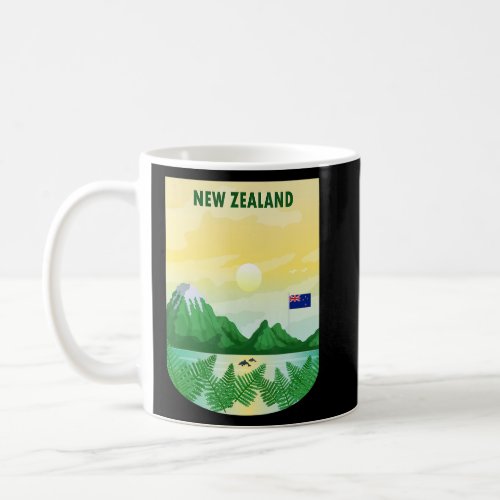 Vintage Poster New Zealand Landscape Nature Mounta Coffee Mug