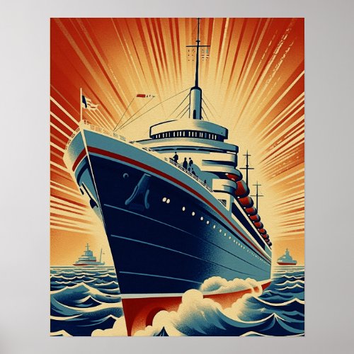 Vintage poster of ocean liners cruise