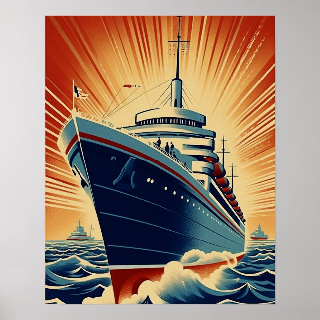 Vintage poster of ocean liner's cruise (Front)