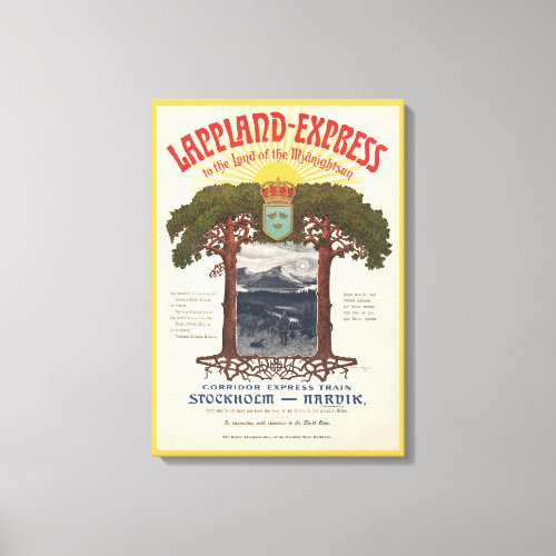 Vintage Poster Of The Lappland_Express Train Canvas Print