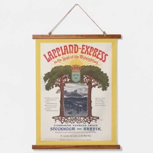 Vintage Poster Of The Lappland_Express Train Hanging Tapestry