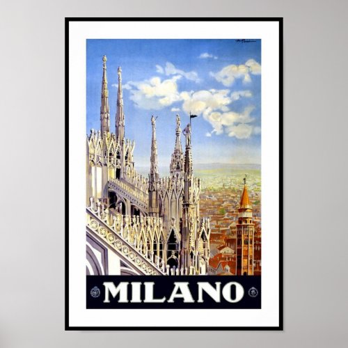 Vintage Poster Print Milano Milan Italy