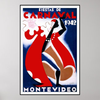 Vintage Poster Print Montevideo Uruguay Fiestas