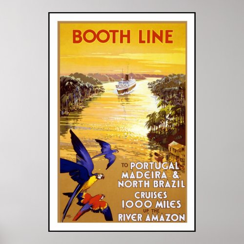 Vintage Poster Print Portugal Brazil Amazon River