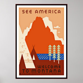 Vintage Poster Print See Amercia Montana large