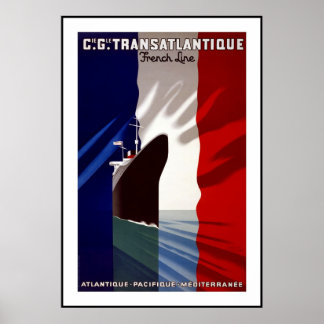 Vintage Poster Print Transatlantic French France