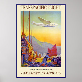 Vintage Poster Print Transpacific Flight Airways