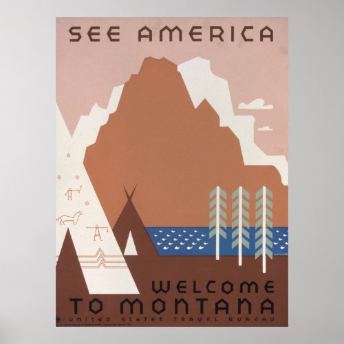 Vintage Poster Promoting Travel To Montana 2
