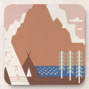 Vintage Poster Promoting Travel To Montana. 2 Beverage Coaster
