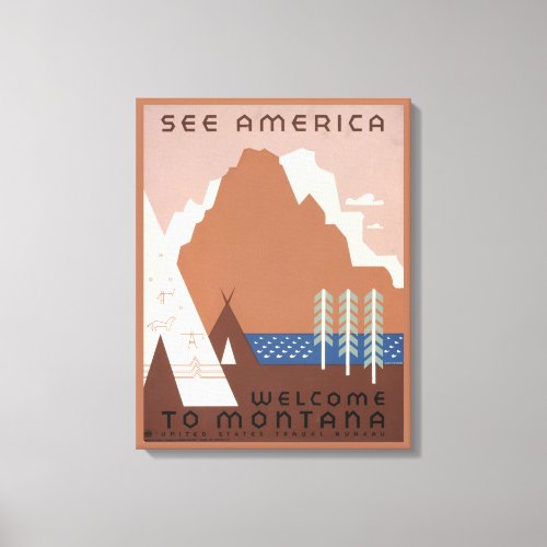 Vintage Poster Promoting Travel To Montana 2 Canvas Print