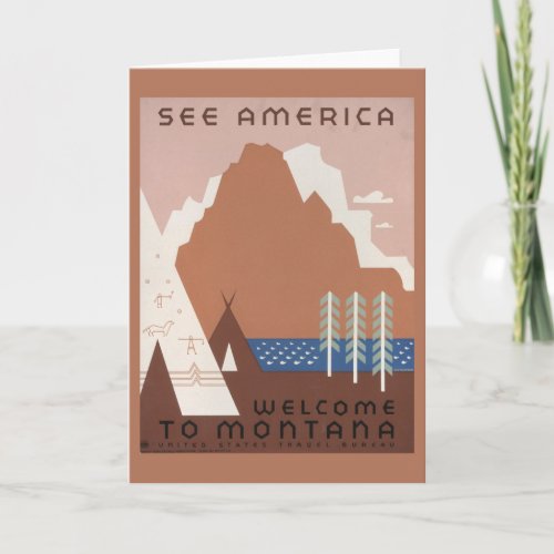 Vintage Poster Promoting Travel To Montana 2 Card