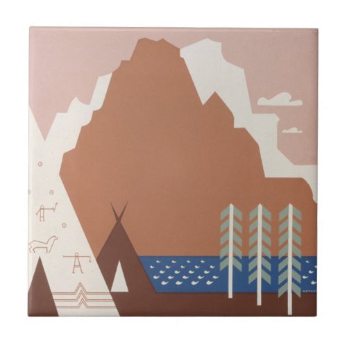 Vintage Poster Promoting Travel To Montana 2 Ceramic Tile