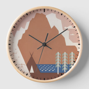 Vintage Poster Promoting Travel To Montana. 2 Clock