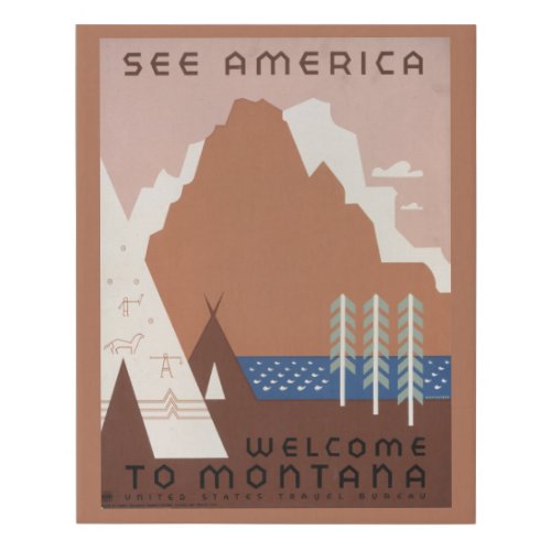 Vintage Poster Promoting Travel To Montana 2 Faux Canvas Print