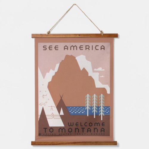 Vintage Poster Promoting Travel To Montana 2 Hanging Tapestry