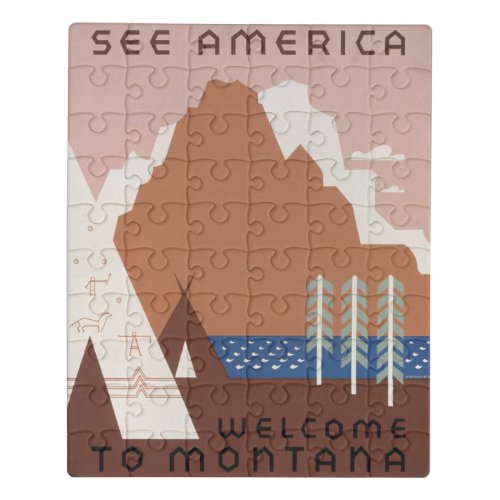 Vintage Poster Promoting Travel To Montana 2 Jigsaw Puzzle