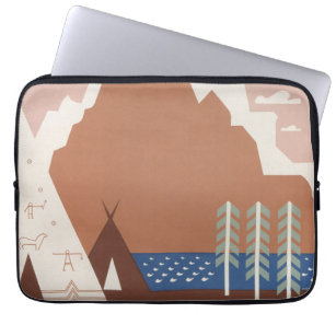 Vintage Poster Promoting Travel To Montana. 2 Laptop Sleeve