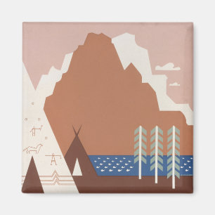 Vintage Poster Promoting Travel To Montana. 2 Magnet