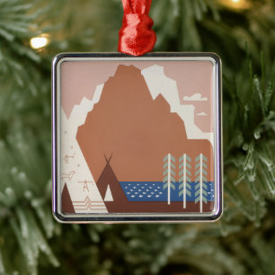 Vintage Poster Promoting Travel To Montana. 2 Metal Ornament