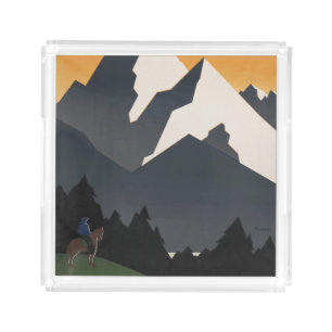 Vintage Poster Promoting Travel To Montana. Acrylic Tray