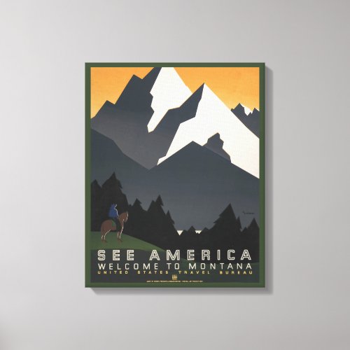 Vintage Poster Promoting Travel To Montana Canvas Print