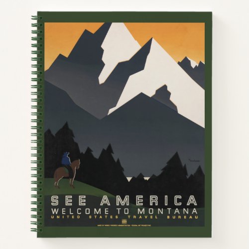 Vintage Poster Promoting Travel To Montana Notebook