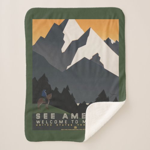 Vintage Poster Promoting Travel To Montana Sherpa Blanket