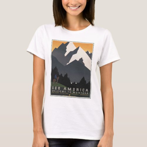 Vintage Poster Promoting Travel To Montana T_Shirt