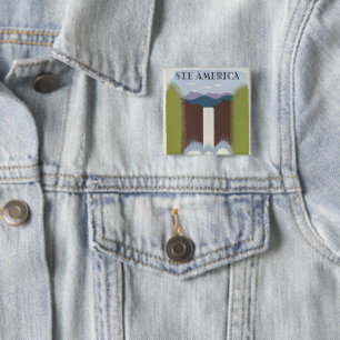 Vintage Poster Promoting Travel To National Parks. Button