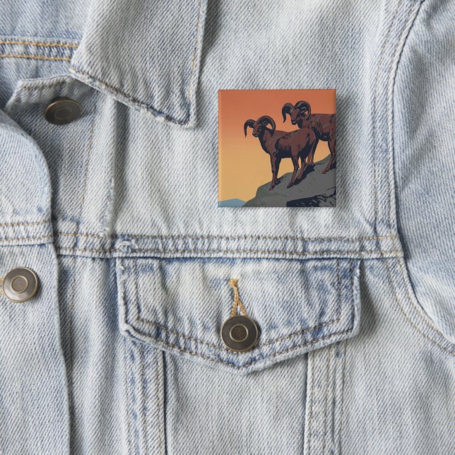 Vintage Poster Promoting Travel To National Parks Button (In Situ)